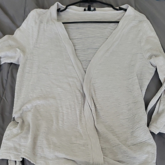 The Limited Gray Cardigan Sweater with Ribbed Details - Picture 1 of 4